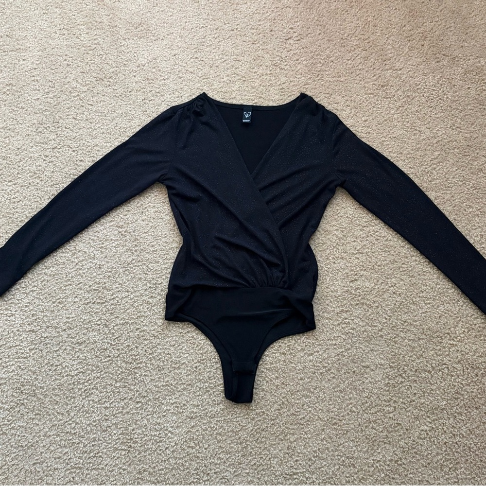 Windsor Black Sparkle Wrap Top